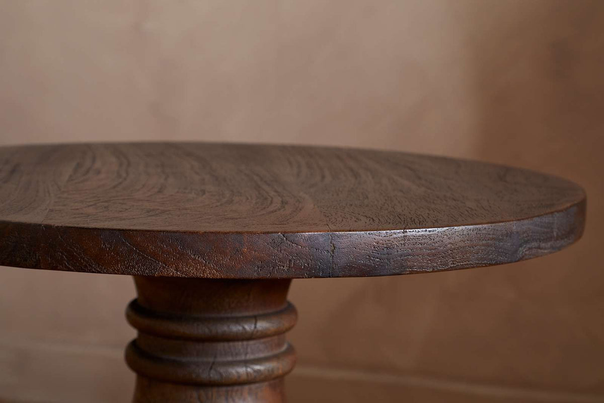 Nkuku Laya Carved Wood Side Table Chocolate Brown