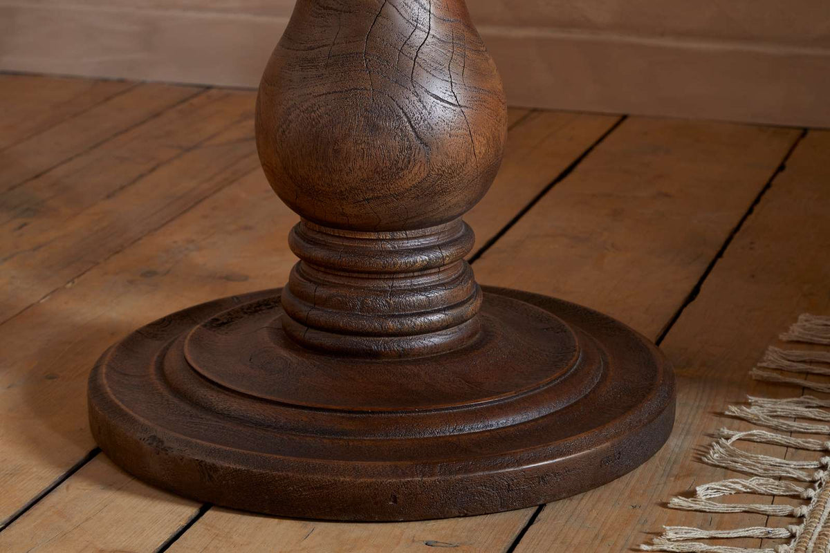 Nkuku Laya Carved Wood Side Table Chocolate Brown