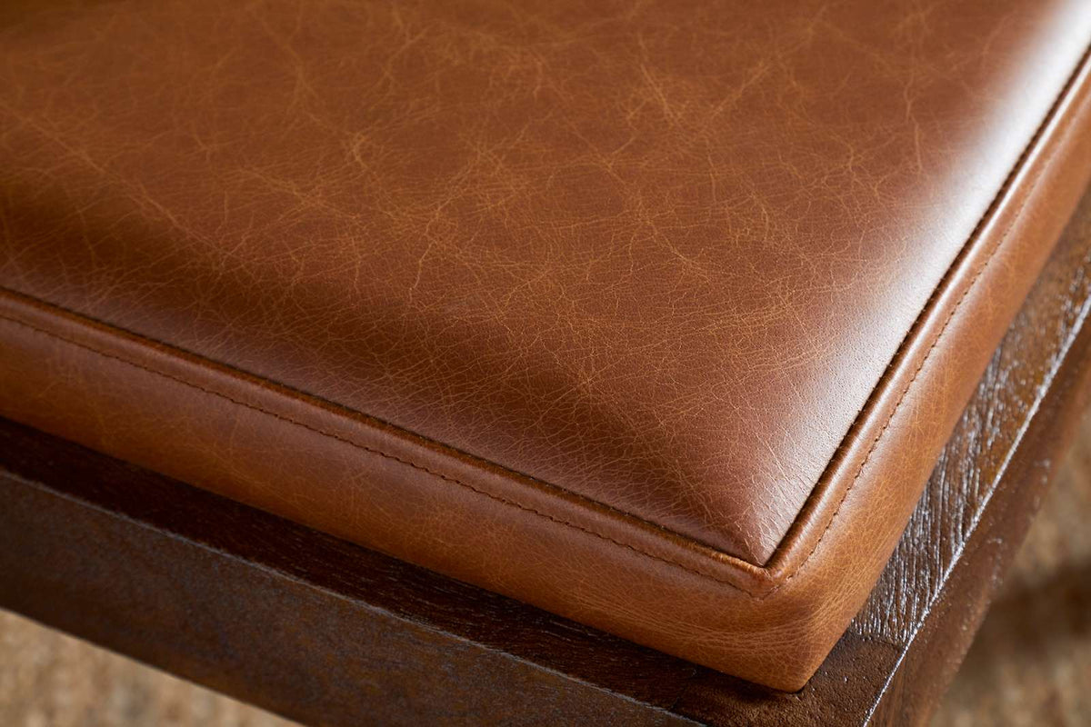 Nkuku Kusa Mango Wood & Leather Dining Chair Aged Tan