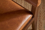 Nkuku Kusa Mango Wood & Leather Dining Chair Aged Tan