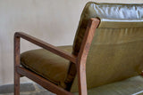 Nkuku Baloo Acacia Wood & Leather Occasional Chair Olive Green