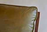 Nkuku Baloo Acacia Wood & Leather Occasional Chair Olive Green