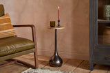 Nkuku Israj Marble & Iron Side Table Aged Black