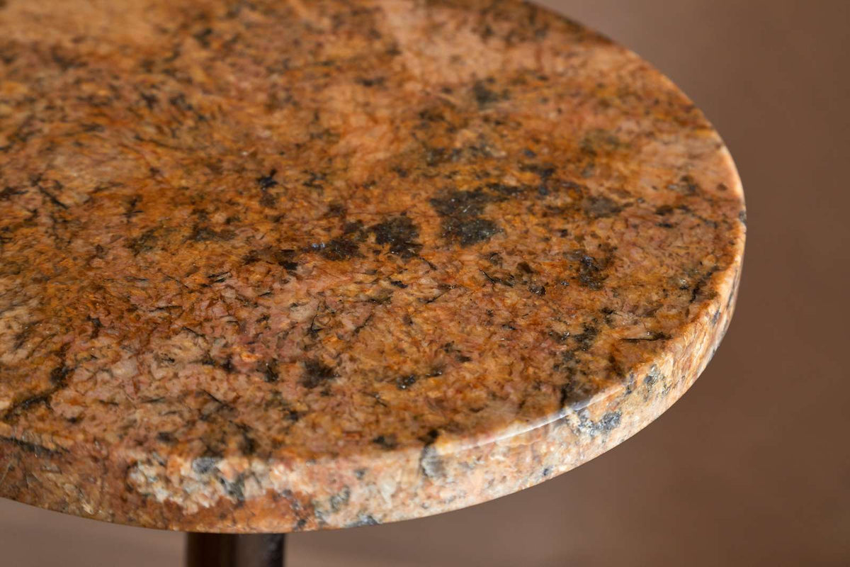 Nkuku Israj Marble & Iron Side Table Aged Black