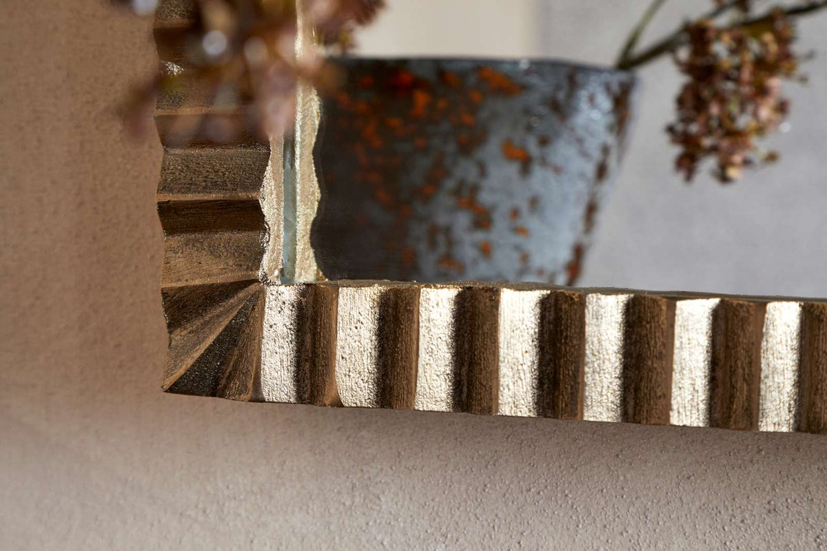 Nkuku Juhli Arched Mirror Aged Antique Brass Large