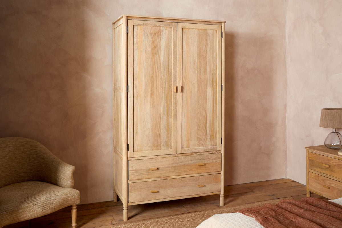 Nkuku Sri Mango Wood Wardrobe Natural