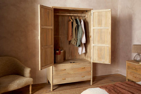 Nkuku Sri Mango Wood Wardrobe Natural