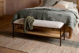 Nkuku Sanja Cotton Upholstered Bench Charcoal & Natural