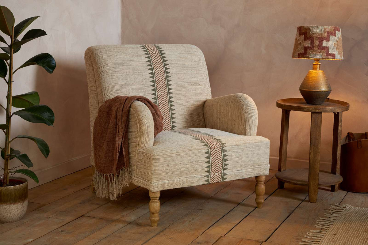 Nkuku Zairya Jute & Cotton Armchair Natural & Rust