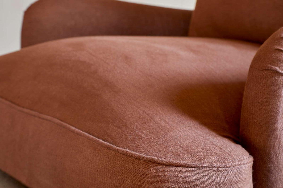 Nkuku Abe Linen Deconstructed Armchair Rust