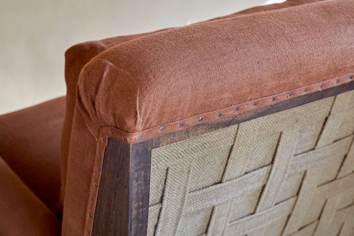 Nkuku Abe Linen Deconstructed Armchair Rust