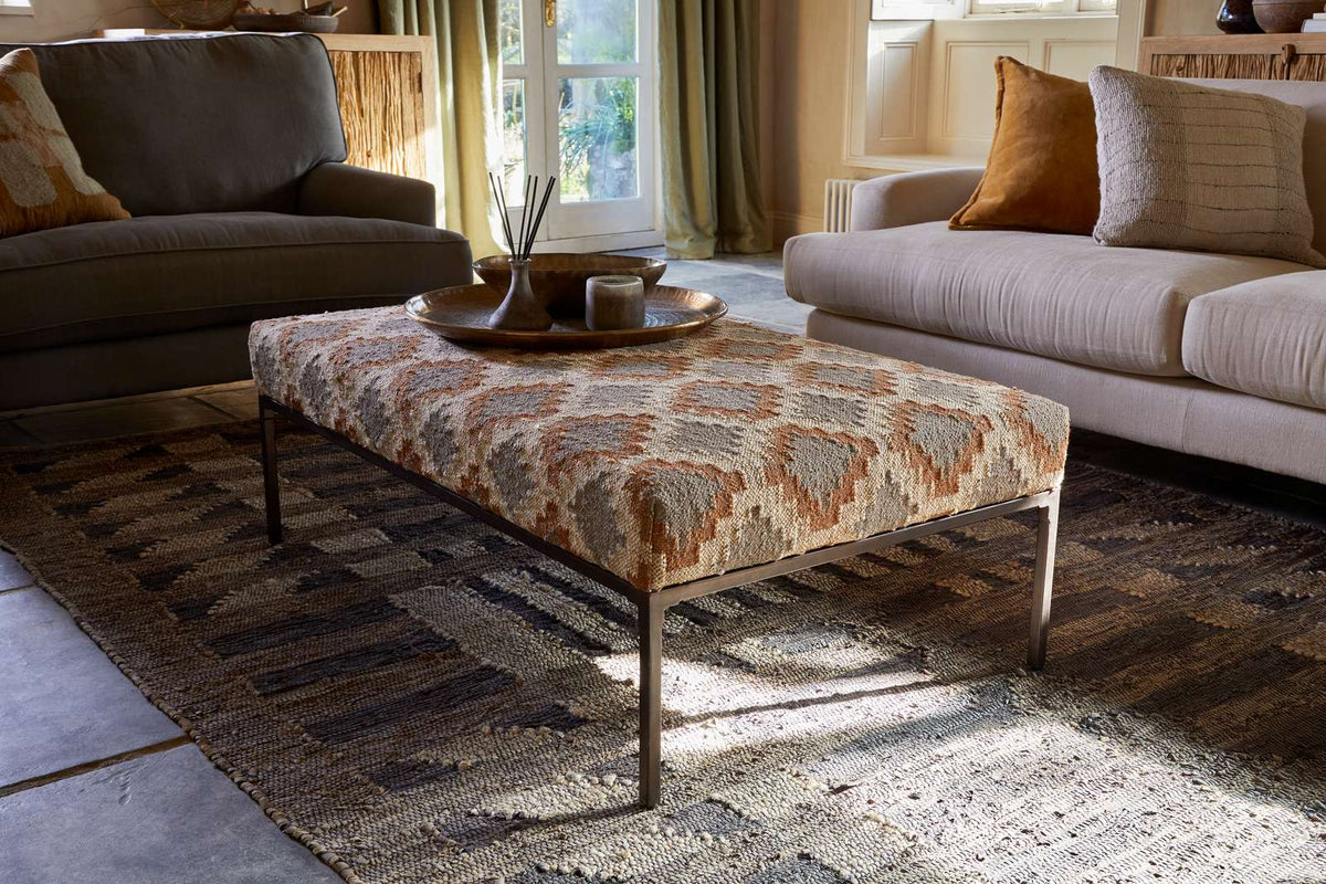 Nkuku Valin Upholstered Ottoman Rust