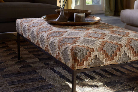 Nkuku Valin Upholstered Ottoman Rust
