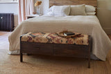 Nkuku Barir Mango Wood Upholstered Storage Bench Chocolate Brown