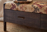 Nkuku Barir Mango Wood Upholstered Storage Bench Chocolate Brown