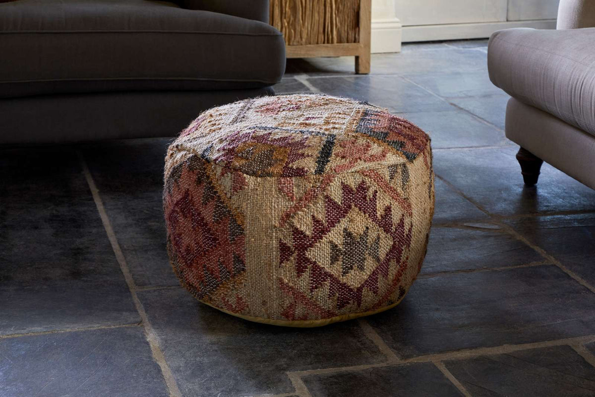 Nkuku Barir Kilm Upholstered Pouf Multi