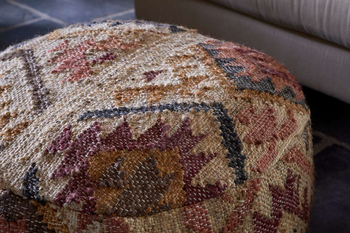 Nkuku Barir Kilm Upholstered Pouf Multi