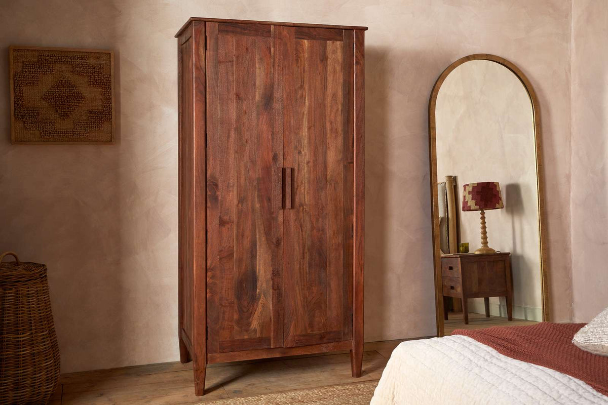 Nkuku Anbu Acacia Wardrobe Washed Walnut