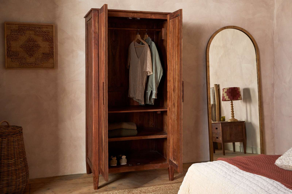 Nkuku Anbu Acacia Wardrobe Washed Walnut
