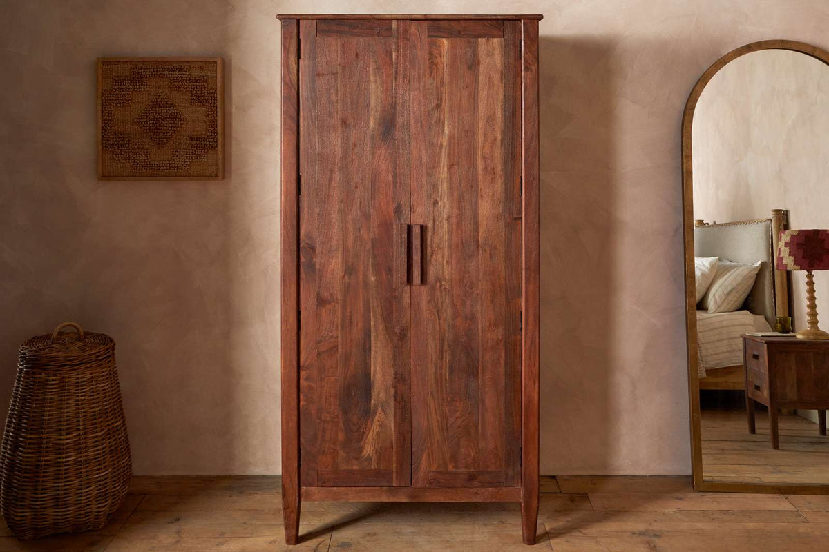 Nkuku Anbu Acacia Wardrobe Washed Walnut