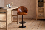 Nkuku Lal Leather Swivel Counter Chair Aged Tan