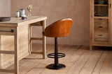 Nkuku Lal Leather Swivel Counter Chair Aged Tan
