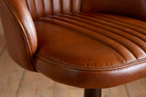 Nkuku Lal Leather Swivel Counter Chair Aged Tan