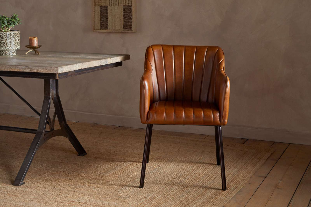 Nkuku Lal Leather Armchair Aged Tan
