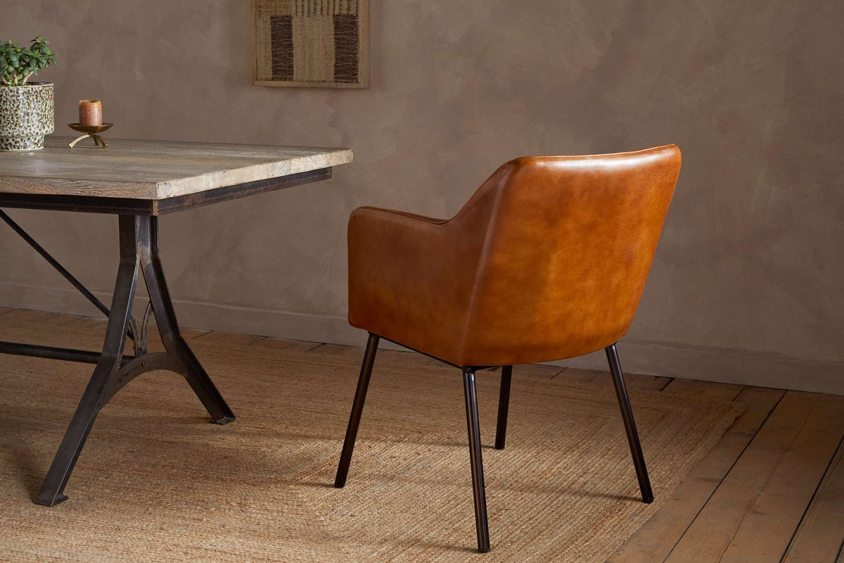 Nkuku Lal Leather Armchair Aged Tan