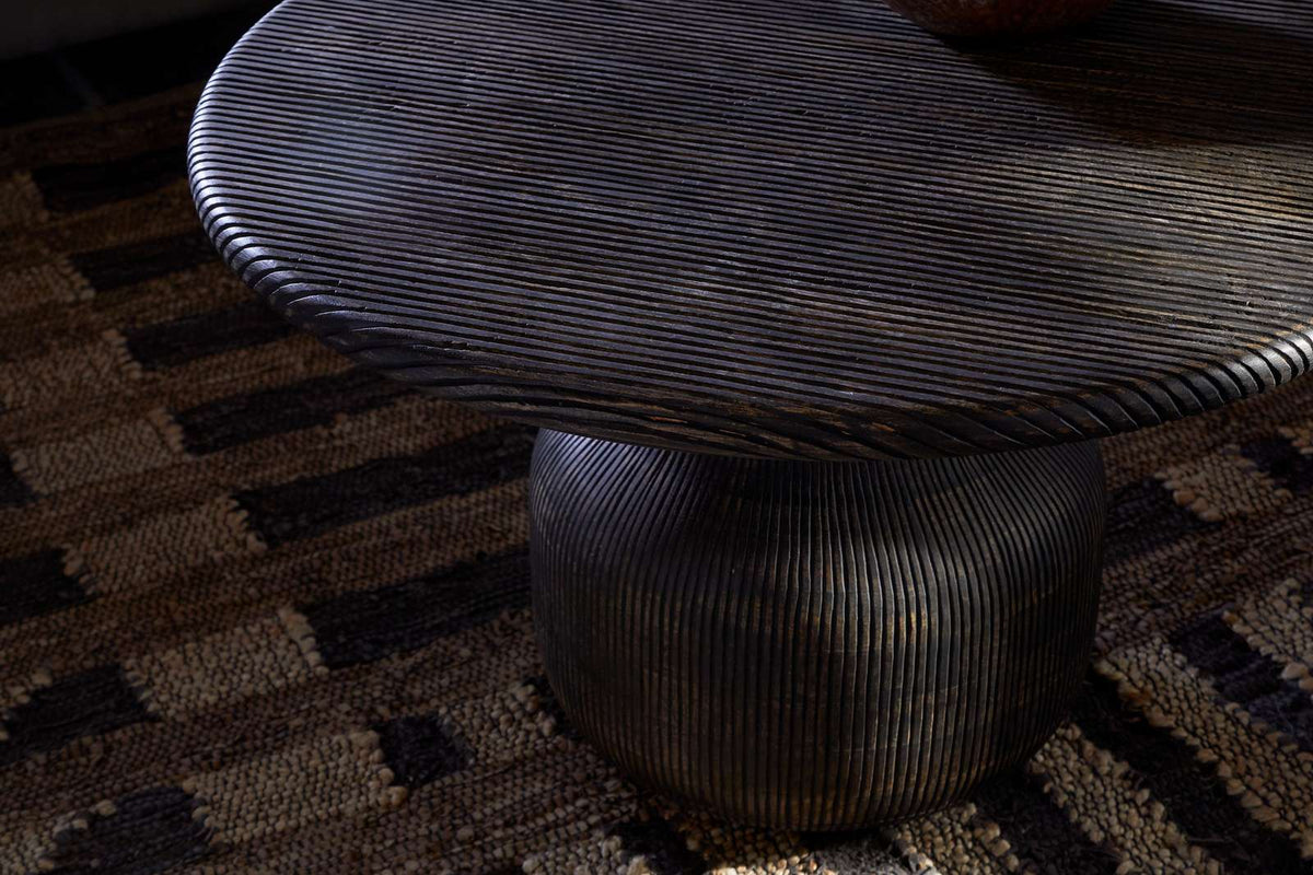 Nkuku Vivan Grooved Wood Coffee Table Charcoal