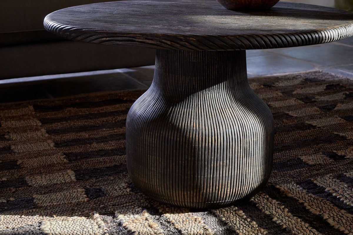 Nkuku Vivan Grooved Wood Coffee Table Charcoal
