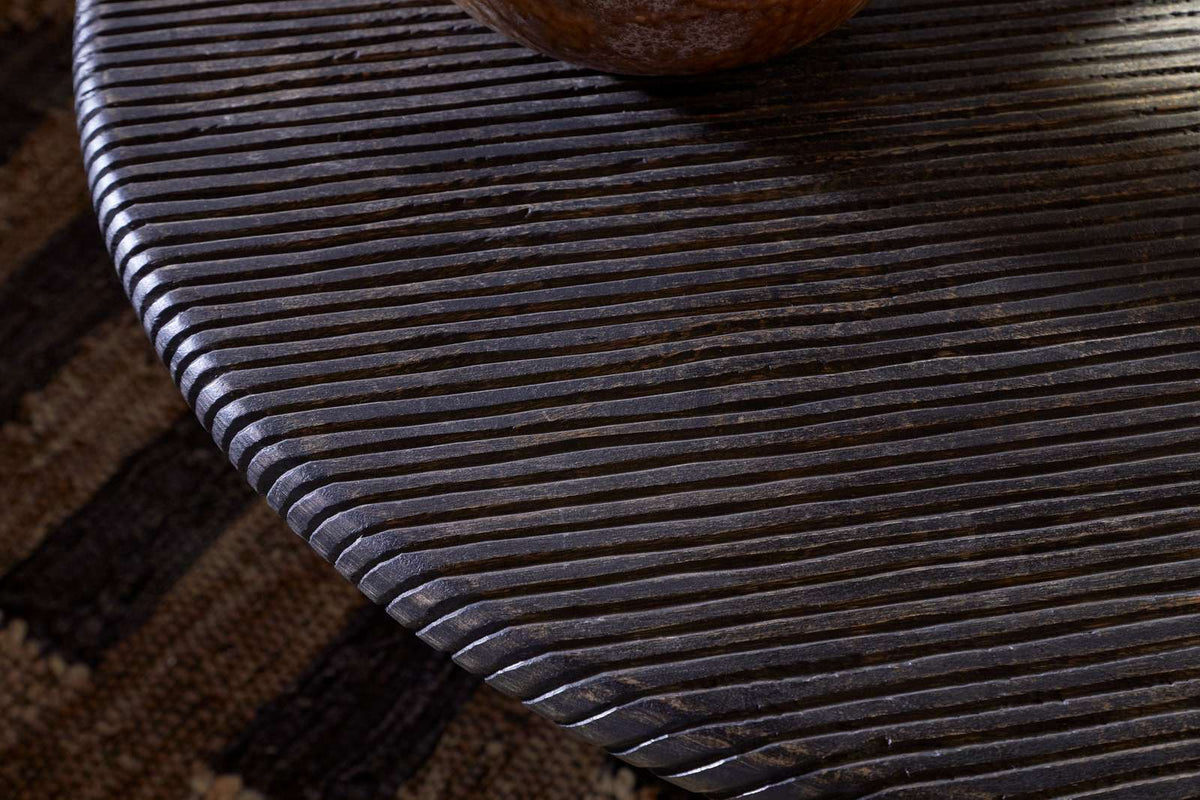 Nkuku Vivan Grooved Wood Coffee Table Charcoal