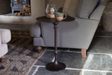 Nkuku Lahar Cast Metal Tall Side Table Aged Black