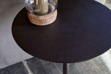 Nkuku Lahar Cast Metal Tall Side Table Aged Black