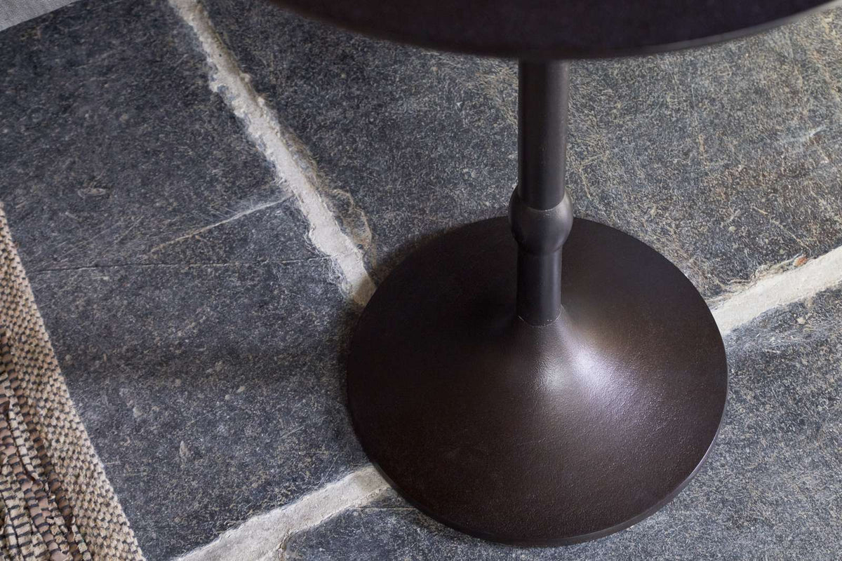 Nkuku Lahar Cast Metal Tall Side Table Aged Black