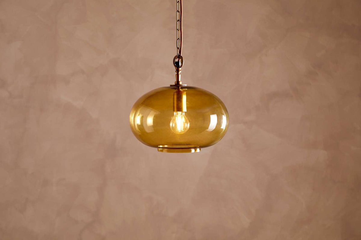 Nkuku Otoro Recycled Glass Pendant Honey Small Round