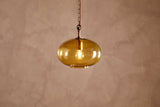 Nkuku Otoro Recycled Glass Pendant Honey Small Round