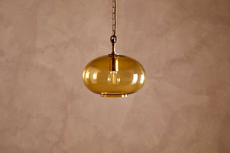 Nkuku Otoro Recycled Glass Pendant Honey Small Round