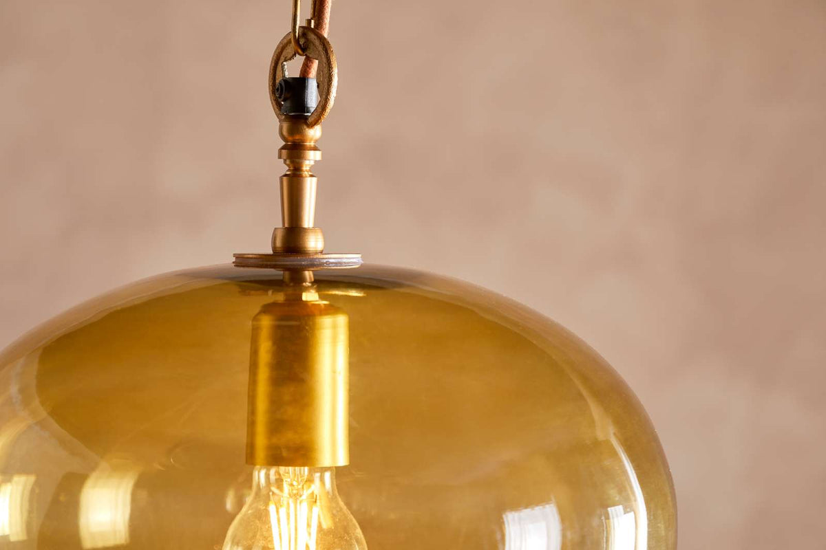 Nkuku Otoro Recycled Glass Pendant Honey Small Round