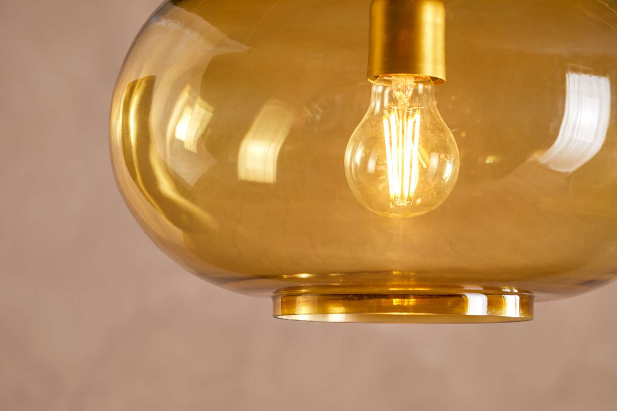 Nkuku Otoro Recycled Glass Pendant Honey Small Round