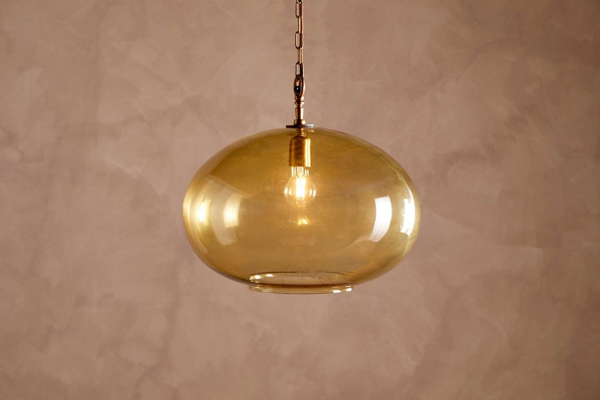 Nkuku Otoro Recycled Glass Pendant Honey Large Round