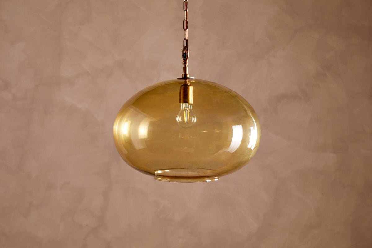 Nkuku Otoro Recycled Glass Pendant Honey Large Round