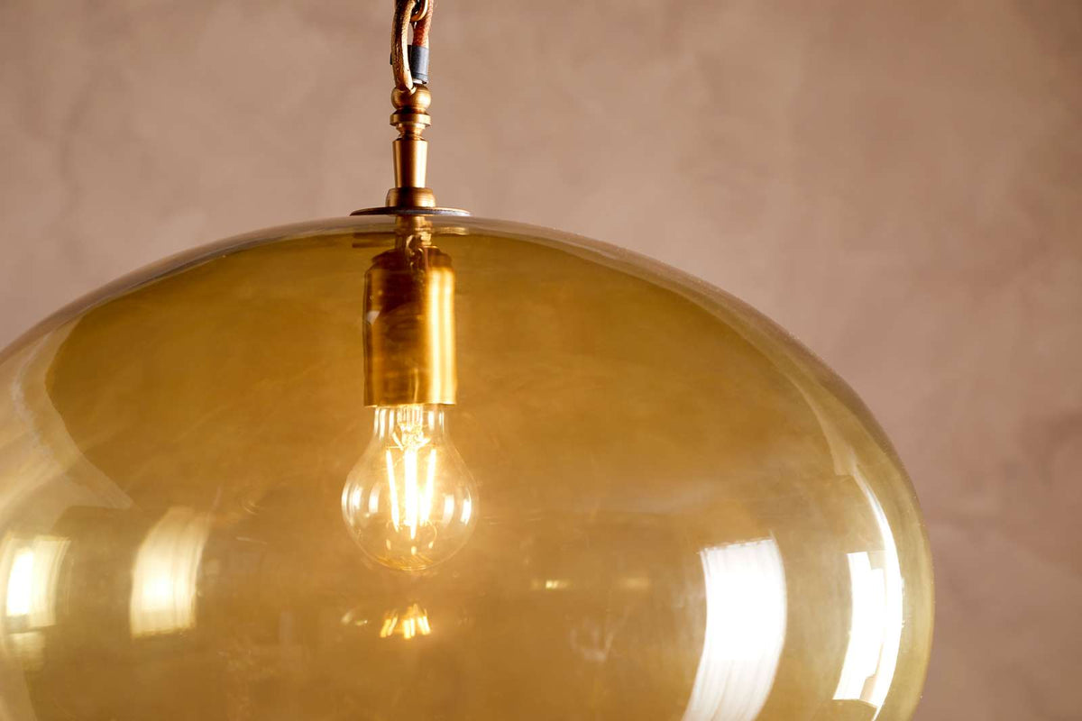Nkuku Otoro Recycled Glass Pendant Honey Large Round