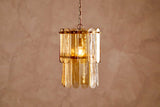 Nkuku Itan Recycled Glass Tiered Pendant Amber