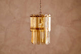 Nkuku Itan Recycled Glass Tiered Pendant Amber