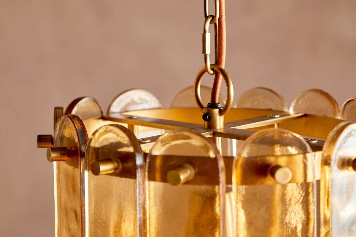 Nkuku Itan Recycled Glass Tiered Pendant Amber
