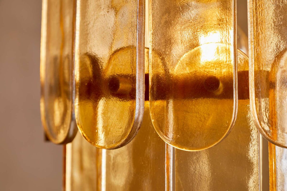 Nkuku Itan Recycled Glass Tiered Pendant Amber