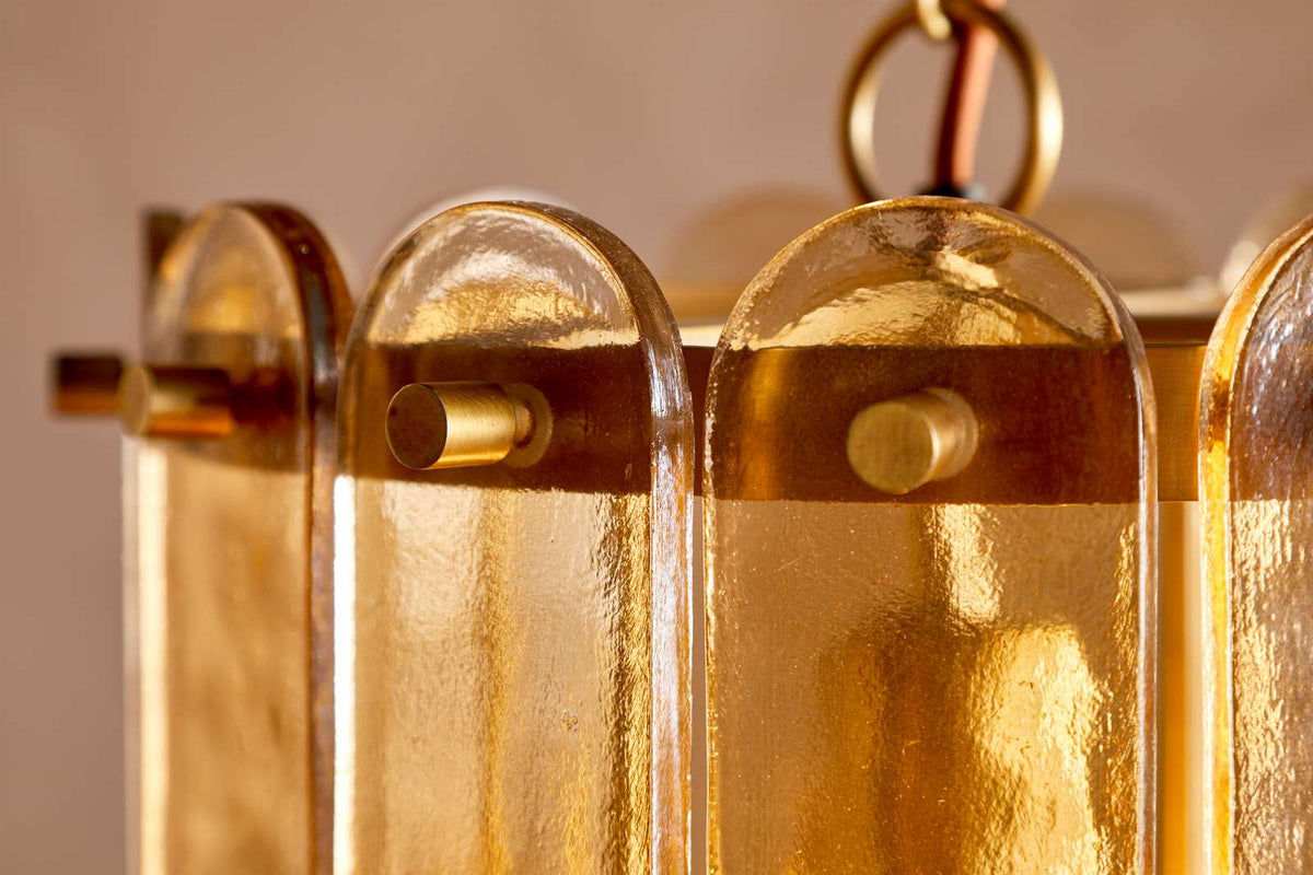 Nkuku Itan Recycled Glass Tiered Pendant Amber