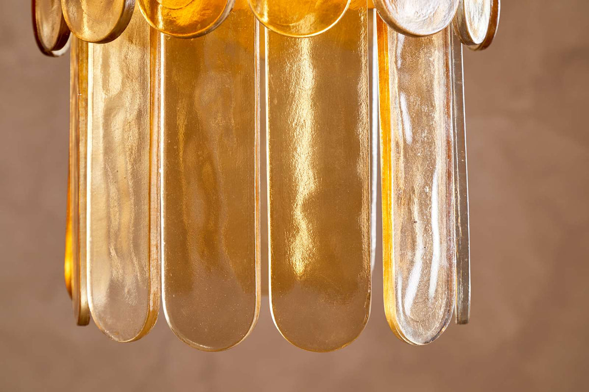 Nkuku Itan Recycled Glass Tiered Pendant Amber