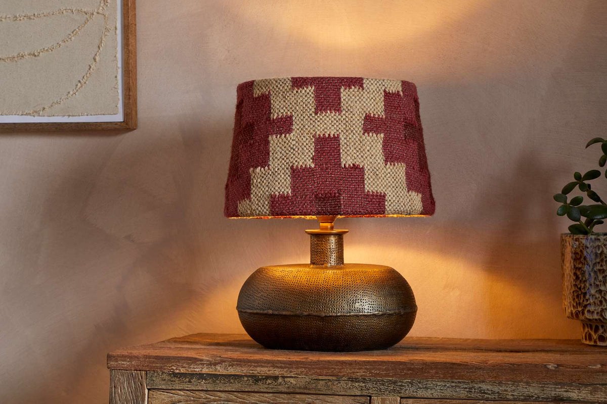Nkuku Kaadu Jute Kilim Lampshade Rust & Natural Medium